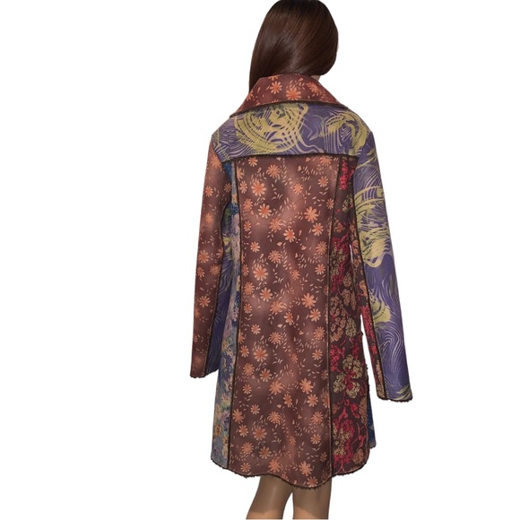 Scared Threads Floral Suede Hip-Length Pea Coat, Size M/L - Picture 5 of 16